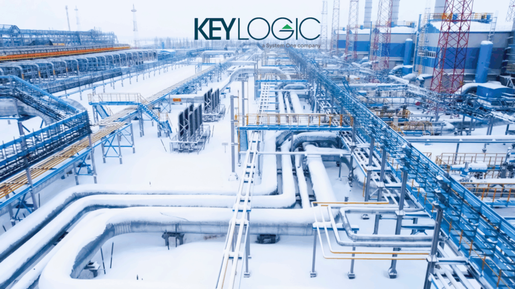 Liquid natural gas pipes covered in snow