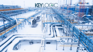 Liquid natural gas pipes covered in snow